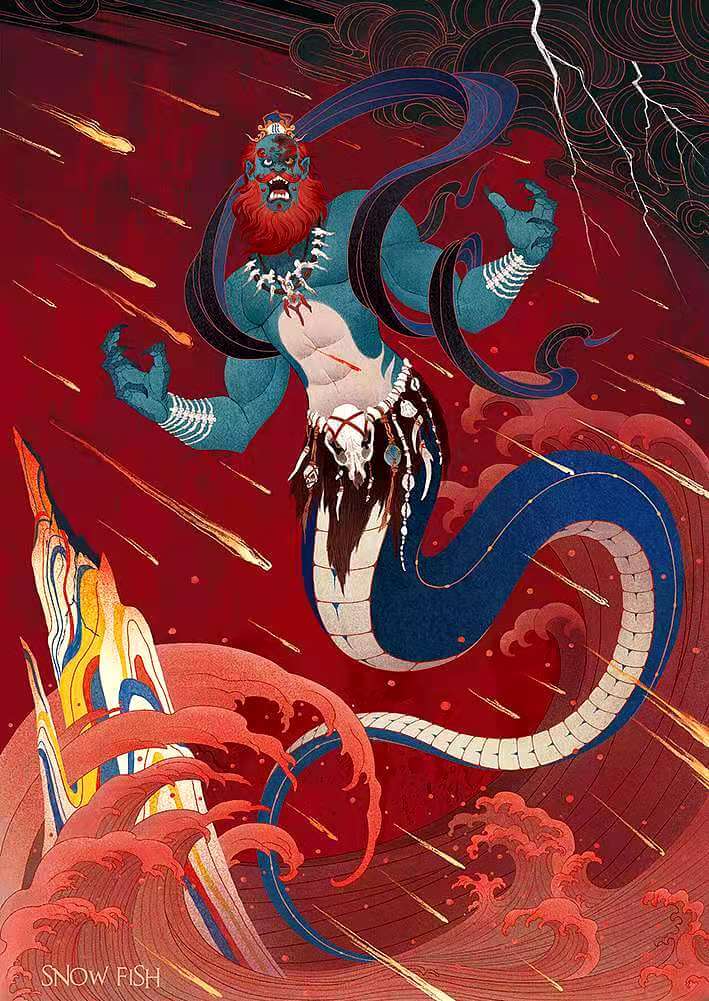 Gong Gong Hitting Buzhou Mountain Taikong Sky