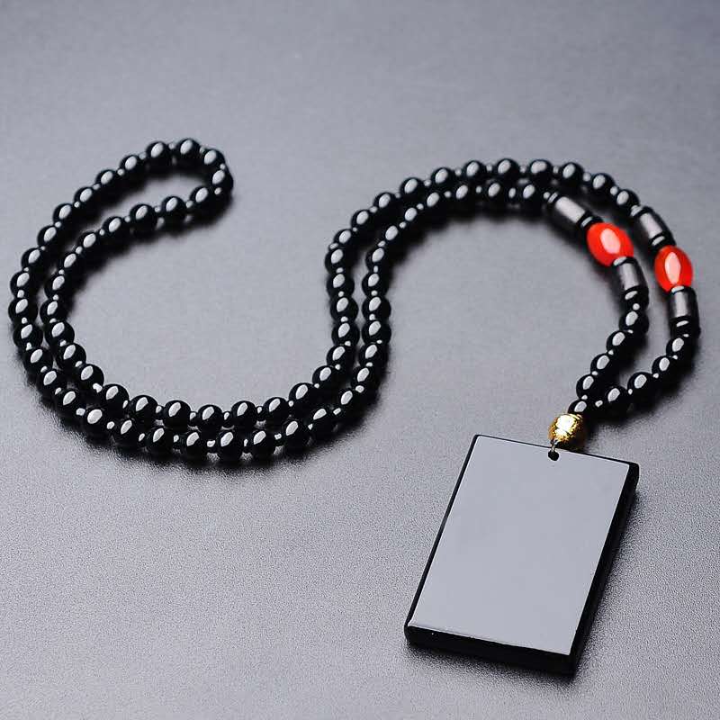 Blank Pendant Obsidian Talisman Necklace-TaikongSky