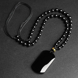 Blank Pendant Obsidian Talisman Necklace-TaikongSky