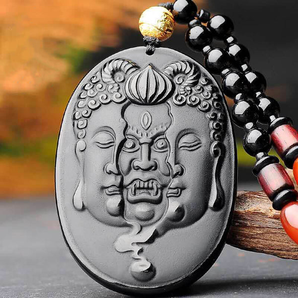 Buddha Devil Pendant Obsidian Talisman Necklace – Taikong Sky