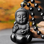 Buddha Shakyamuni Pendant Obsidian Talisman Necklace-TaikongSky