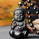 Buddha Shakyamuni Pendant Obsidian Talisman Necklace-TaikongSky
