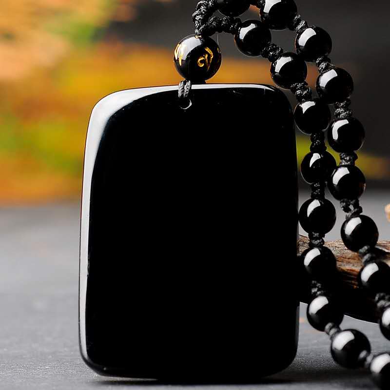 Buddhism Sakyamuni Pendant Obsidian Talisman Necklace-Taikongsky