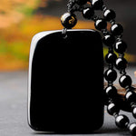 Buddhism Sakyamuni Pendant Obsidian Talisman Necklace-Taikongsky