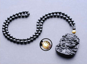 Chinese Dragon Pendant Obsidian Talisman Necklace-Taikong Sky