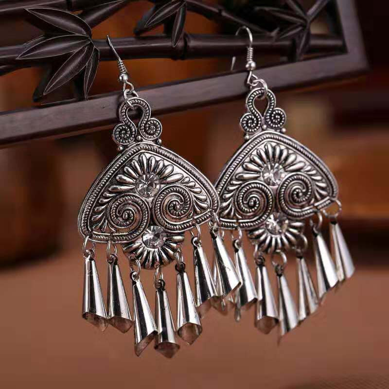 Chinese Sector Earrings Traditional Miao Ethnic Earrings-Taikongsky