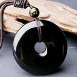 Classic Lucky Buckle Obsidian Necklace-Taikongsky