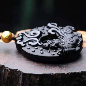 Classic Pixiu Pendant Obsidian Talisman Necklace-Taikongsky