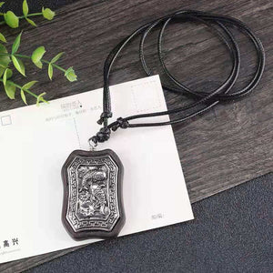 Double Fishes Ebony With Alloy Pendant Necklace-Taikongsky