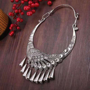 Dragon Elephant Peafowl Necklace Traditional Miao Ethnic Necklace-Taikongsky