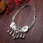 Dragon Elephant Peafowl Necklace Traditional Miao Ethnic Necklace-Taikongsky