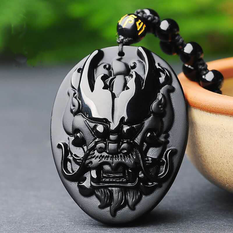 Eastern Dragon Pendant Obsidian Talisman Necklace-Taikongsky