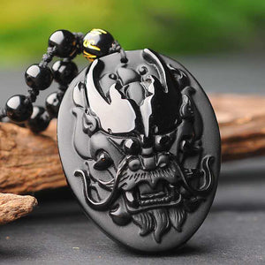 Eastern Dragon Pendant Obsidian Talisman Necklace-Taikongsky
