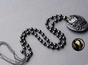 Eastern Dragon Pendant Obsidian Talisman Necklace-Taikongsky