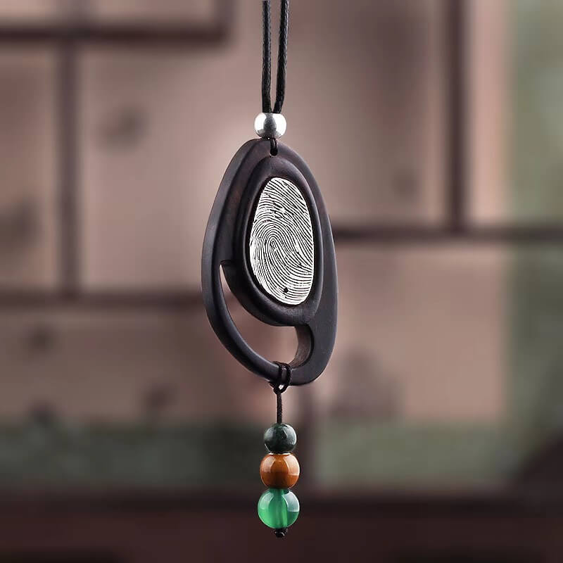Fingerprint Ebony With Alloy Pendant Necklace-Taikongsky