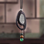 Fingerprint Ebony With Alloy Pendant Necklace-Taikongsky