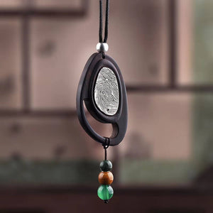 Fingerprint Ebony With Alloy Pendant Necklace-Taikongsky