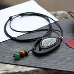 Fingerprint Ebony With Alloy Pendant Necklace-Taikongsky