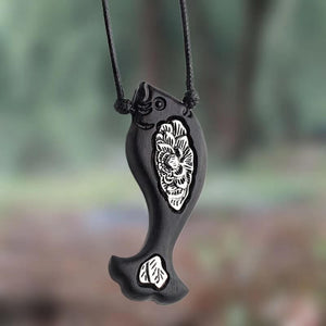Fish Ebony With Alloy Pendant Necklace-Taikongsky