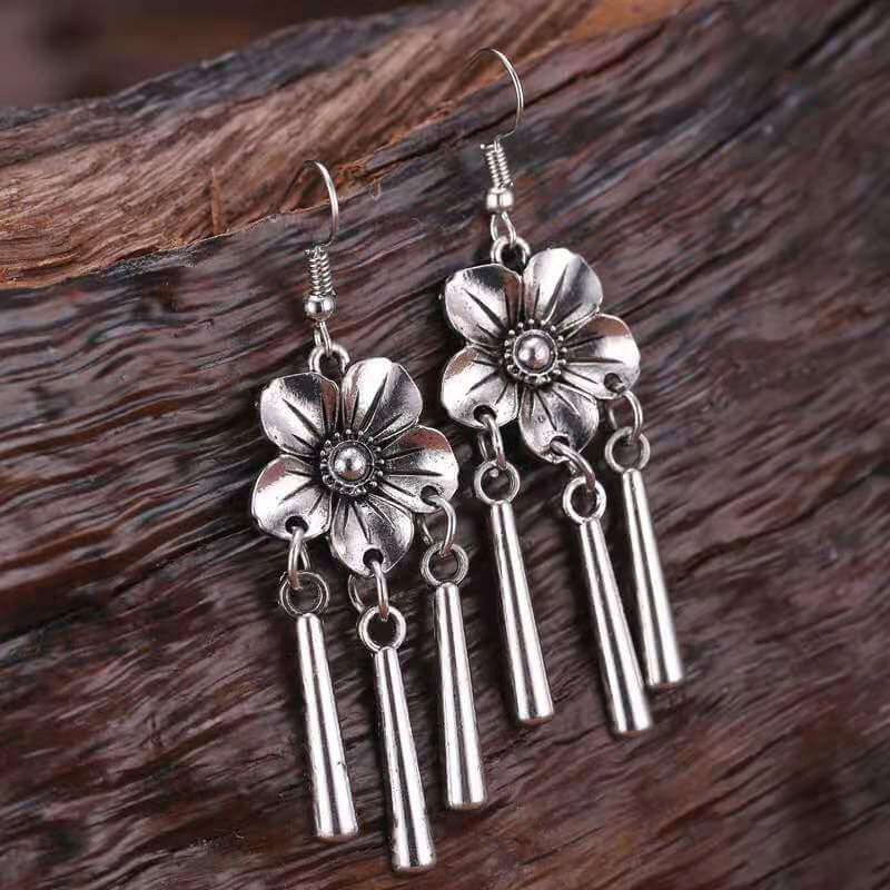 Flower Earrings Chinese Miao Ethnic Earrings-Taikongsky