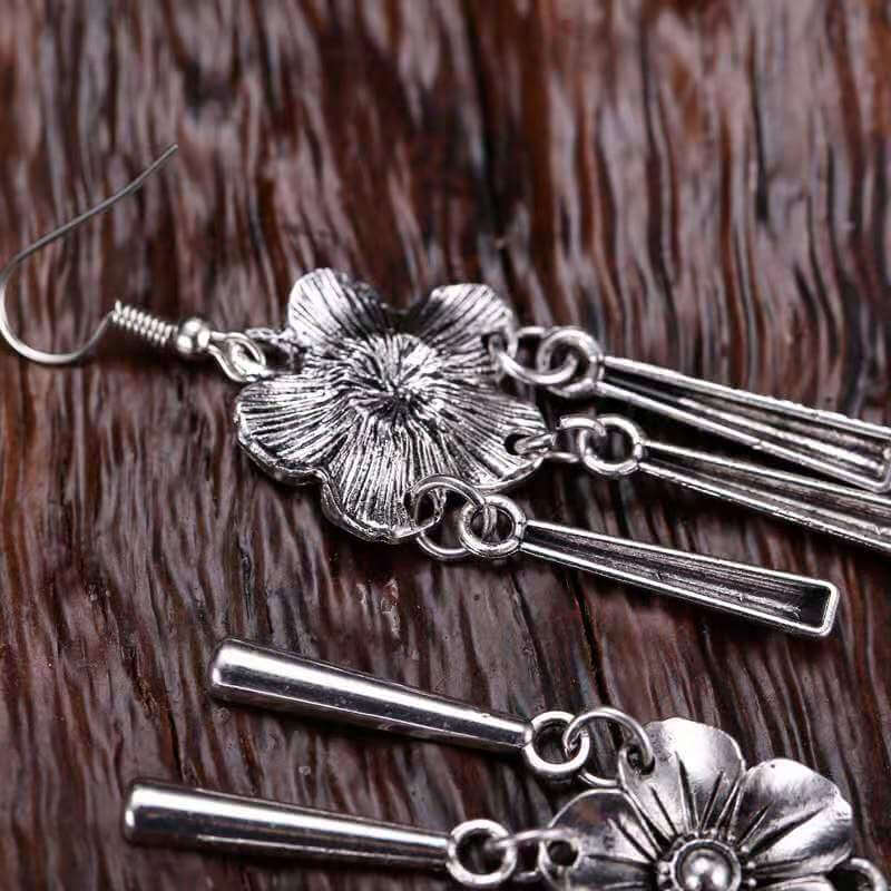 Flower Earrings Chinese Miao Ethnic Earrings-Taikongsky