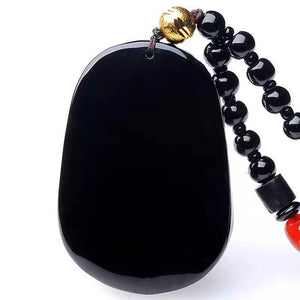 Flying Pixiu Pendant Obsidian Talisman Necklace -Taikongsky