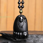Foot Spider Pendant Obsidian Talisman Necklace-TaikongSky