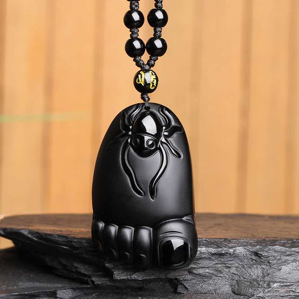 Foot Spider Pendant Obsidian Talisman Necklace – Taikong Sky