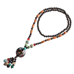 Glazes Ceramic Wooden Beads Necklace-Taikongsky