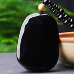 Gold Chinese Dragon Pendant Obsidian Talisman Necklace-Taikongsky