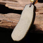 Green Bean Pendant Golden Obsidian Necklace-Taikongsky