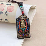 Guan Yin Ganesh Gold Deva Eye Ebony Pendant Necklace-Taikongsky