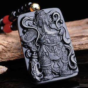 Guan Yu Pendant Obsidian Talisman Necklace-TaikongSky