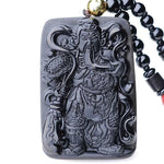 Guan Yu Pendant Obsidian Talisman Necklace-TaikongSky