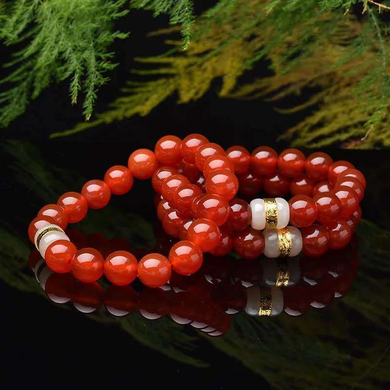 Hetian Jade Agate Spiritual Beads Bracelet-TaikongSky