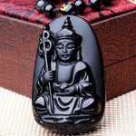 Ksitigarbha Bodhisattva Pendant Obsidian Talisman Necklace-Taikong Sky