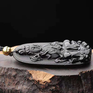 Kuan Yin Pendant Obsidian Talisman Necklace-Taikong Sky