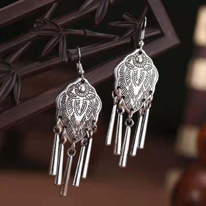Leaf Earrings Chinese Traditional Miao Ethnic Earrings-Taikongsky