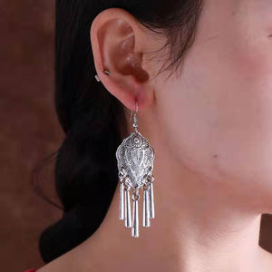 Leaf Earrings Chinese Traditional Miao Ethnic Earrings-Taikongsky