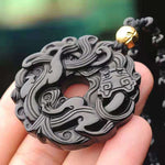 Lucky Pixiu Pendant Obsidian Talisman Necklace-Taikongsky