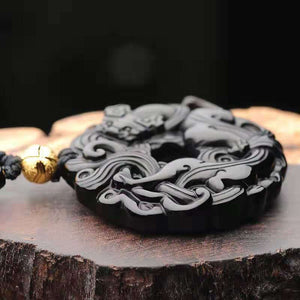 Lucky Pixiu Pendant Obsidian Talisman Necklace-Taikongsky