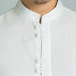 Men’s White Chinese Style Short Sleeves Shirt-Taikong Sky