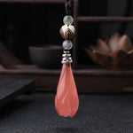 Natural Crystal Magnolia Pendant Necklace-Taikongsky