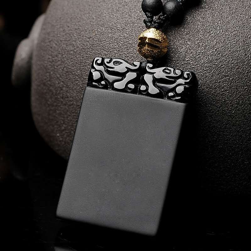 Obsidian Talisman Blank Pendant Necklace-Taikongsky