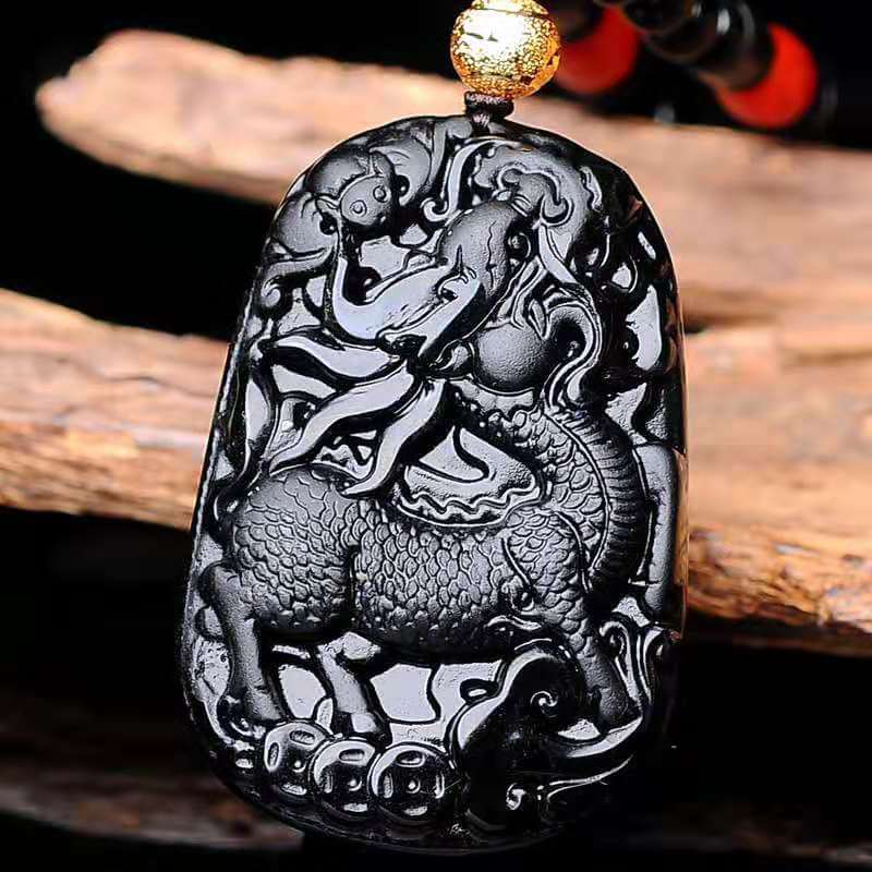 Pixiu Pendant Obsidian Talisman Necklace -Taikongsky
