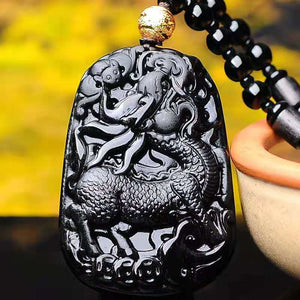 Pixiu Pendant Obsidian Talisman Necklace -Taikongsky