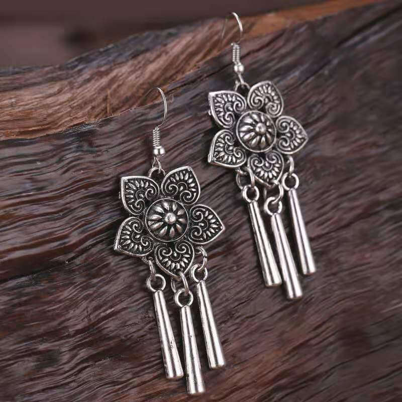 Plum Blossom Earrings Chinese Traditional Miao Ethnic Earrings-Taikongsky