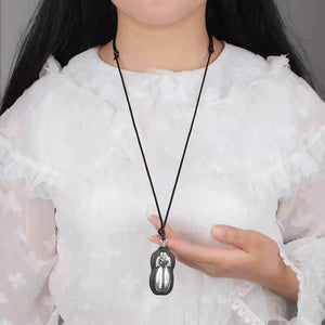 Qipao Ebony With Alloy Pendant Necklace-Taikongsky