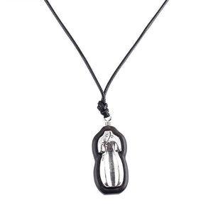Qipao Ebony With Alloy Pendant Necklace-Taikongsky