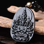 Thousand-hand Guanyin Pendant Obsidian Talisman Necklace-Taikongsky